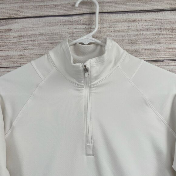 Athleta Whistler 1/4 Zip Pullover Sweatshirt Women's Size Small White Thumbhole - Picture 3 of 11